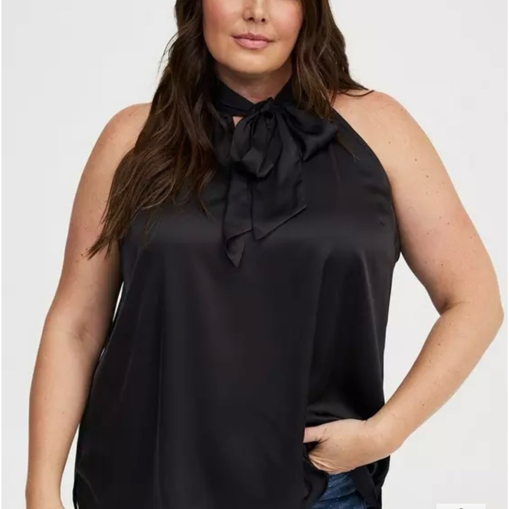 Torrid Black Satin Halter Tank Top
